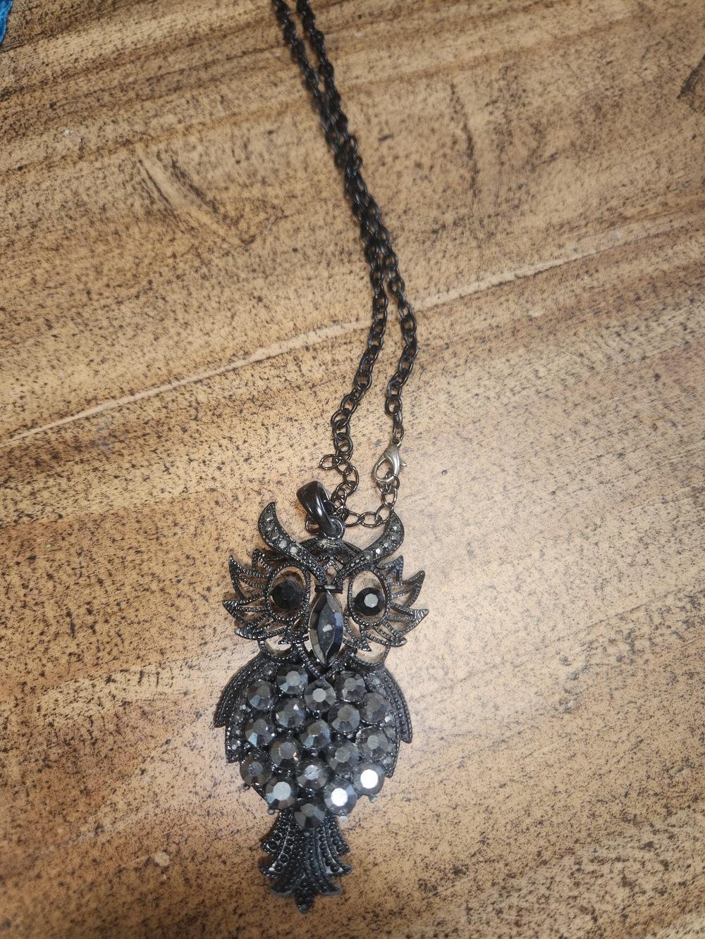 Gunmetal Owl Pendant Necklace - Women Jewelry